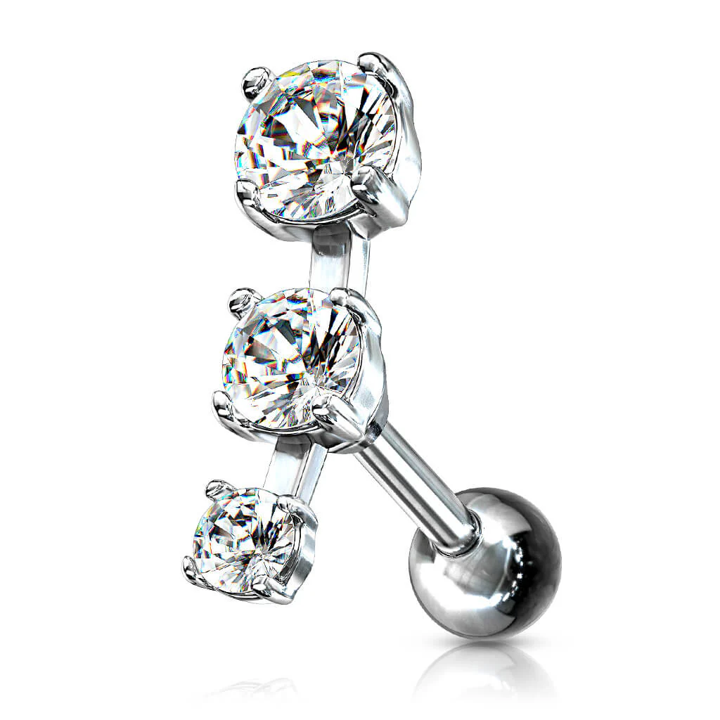 Barbell 3 Zirkonia Silber - Image 2