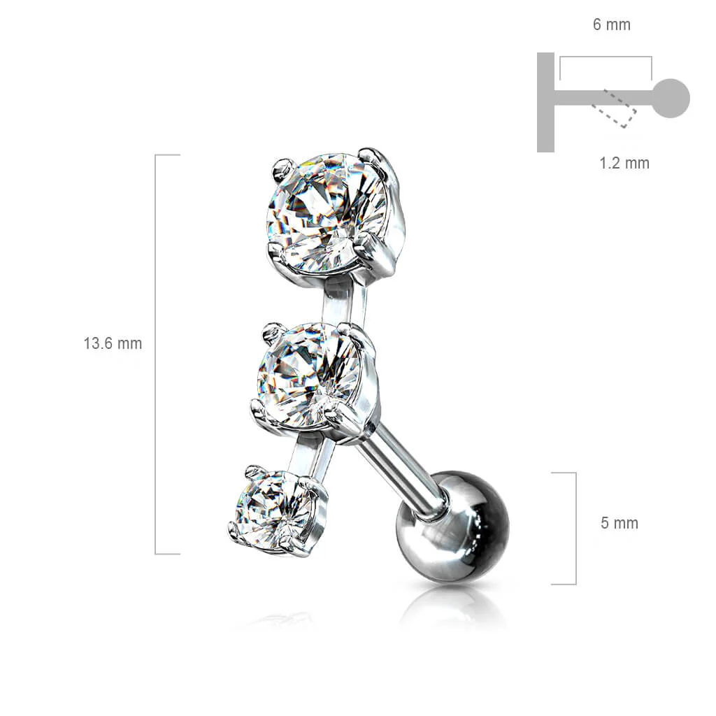 Barbell 3 Zirkonia Silber - Image 3
