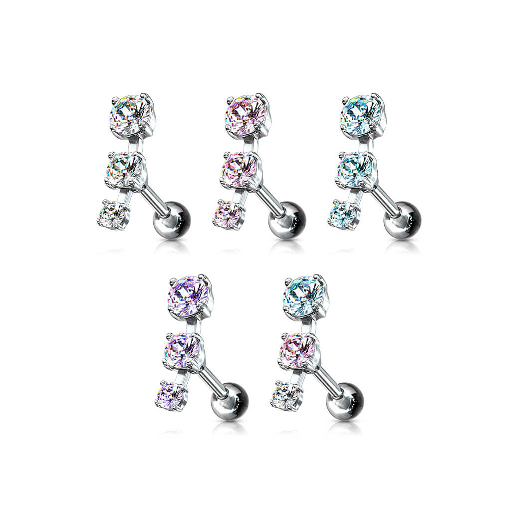Barbell 3 Zirkonia Silber - Image 5