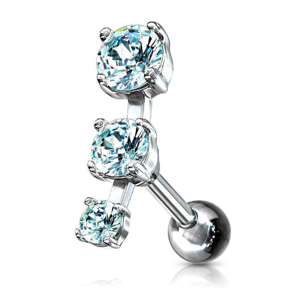 Barbell 3 Zirkonia Silber - Image 6
