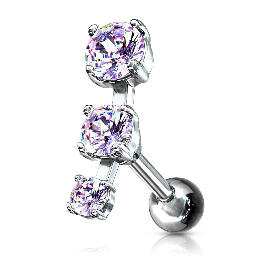 Barbell 3 Zirkonia Silber - Image 7