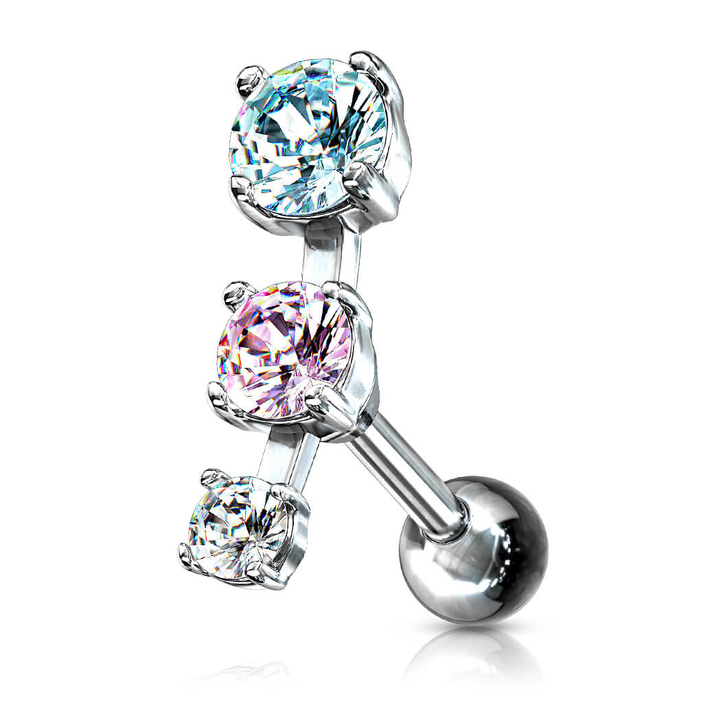 Barbell 3 Zirkonia Silber - Image 8