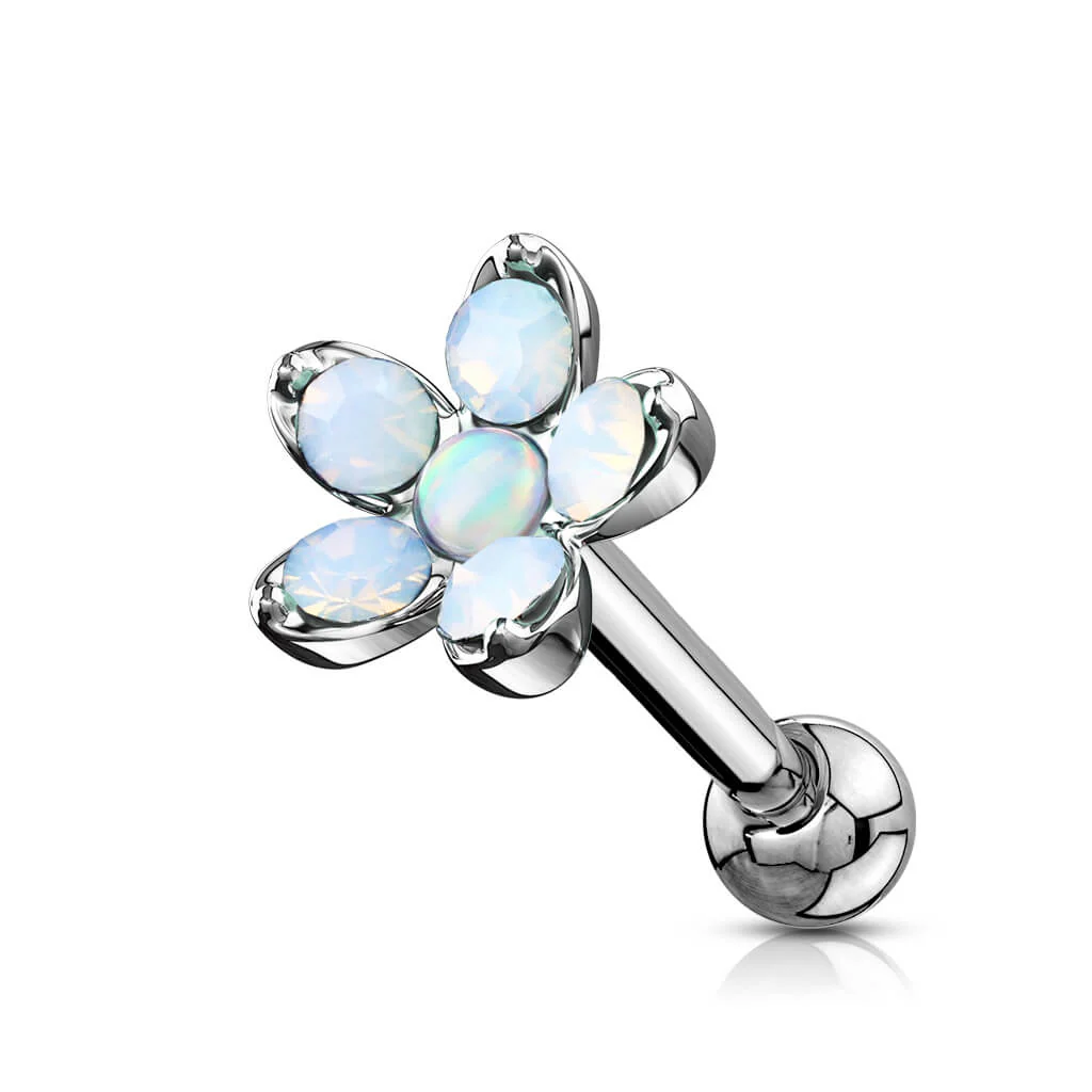 Barbell Blume Opal Silber - Image 3