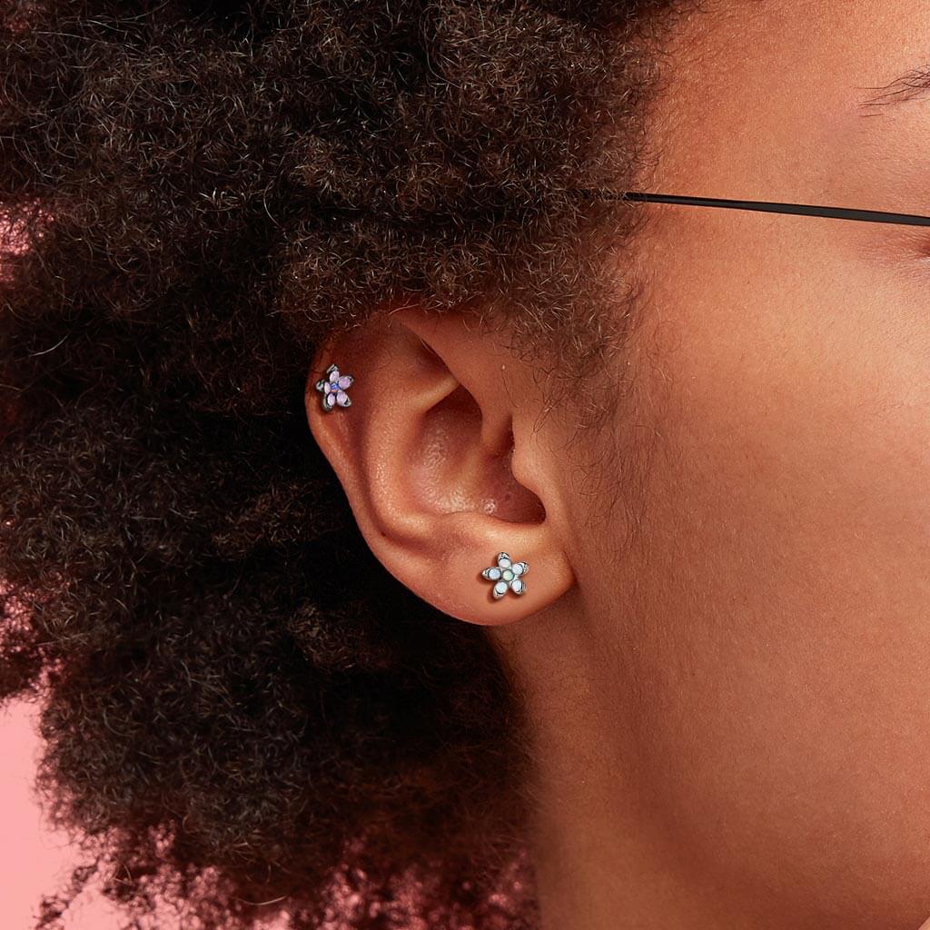 Barbell Blume Opal Silber - Image 6