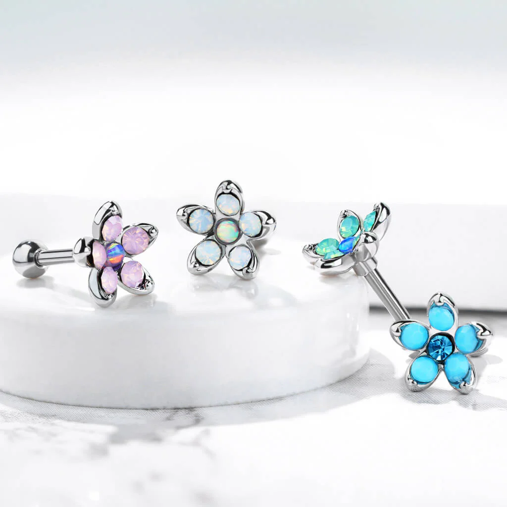 Barbell Blume Opal Silber - Image 7
