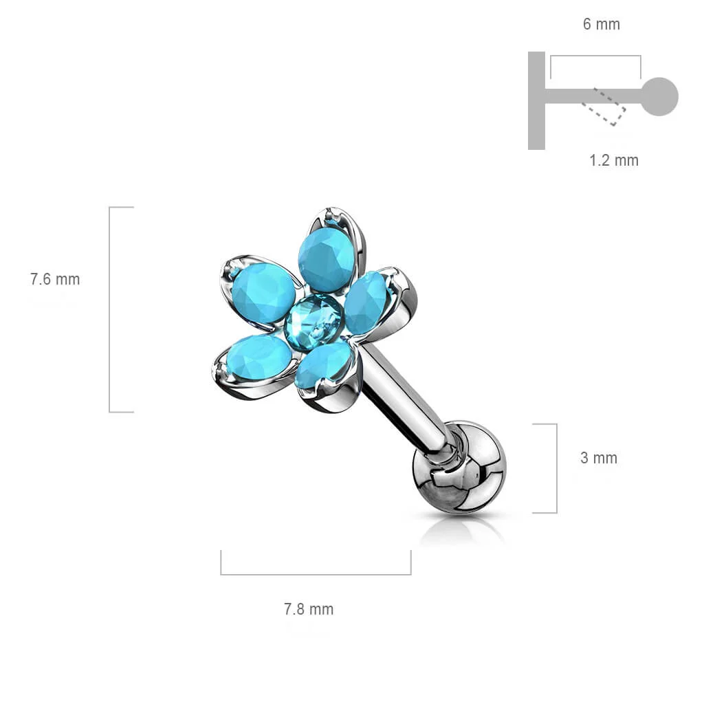 Barbell Blume Opal Silber - Image 9