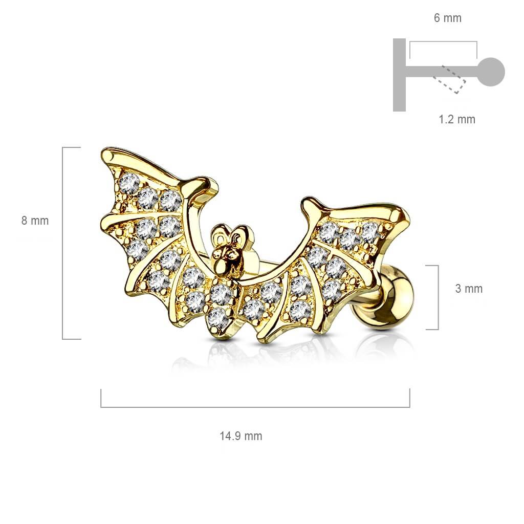Barbell Fledermaus Zirkonia Gold Silber - Image 3