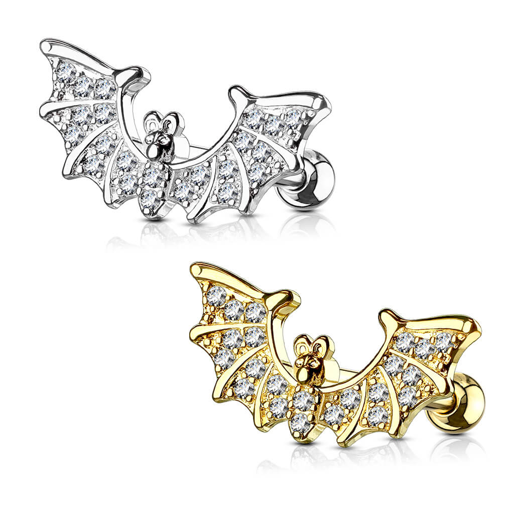 Barbell Fledermaus Zirkonia Gold Silber - Image 4