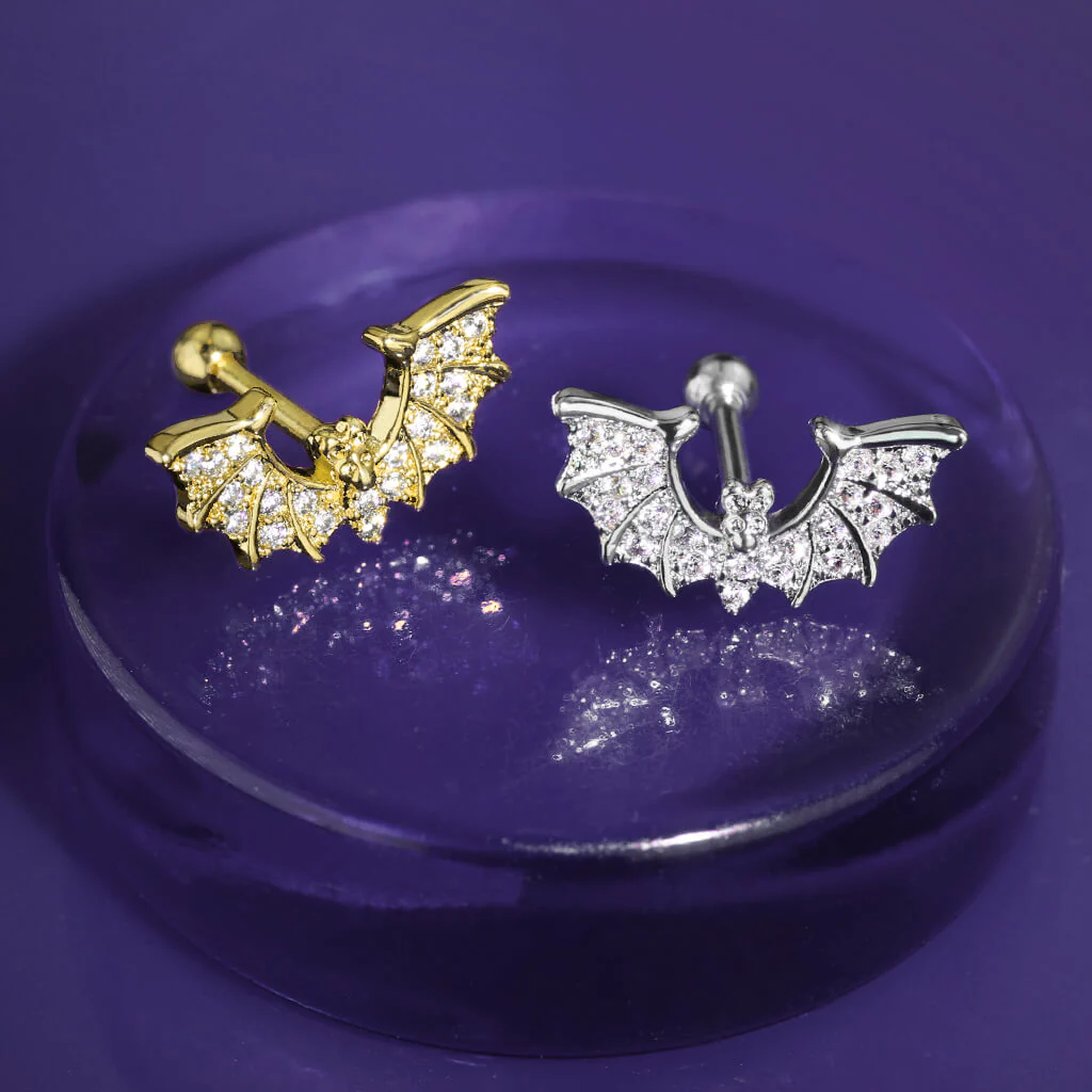 Barbell Fledermaus Zirkonia Gold Silber - Image 6
