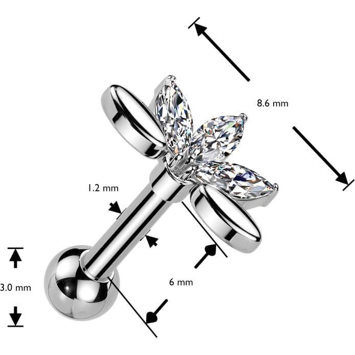 Barbell Fächer 5 Zirkonia Marquise Schliff - Image 7