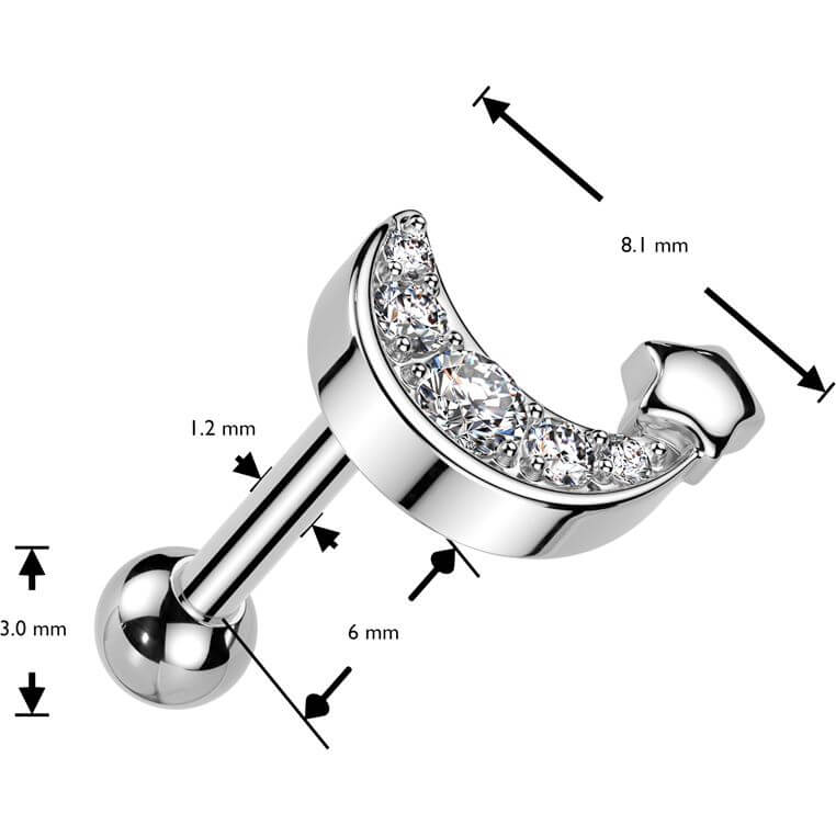 Barbell Stern Halbmond Zirkonia - Image 2