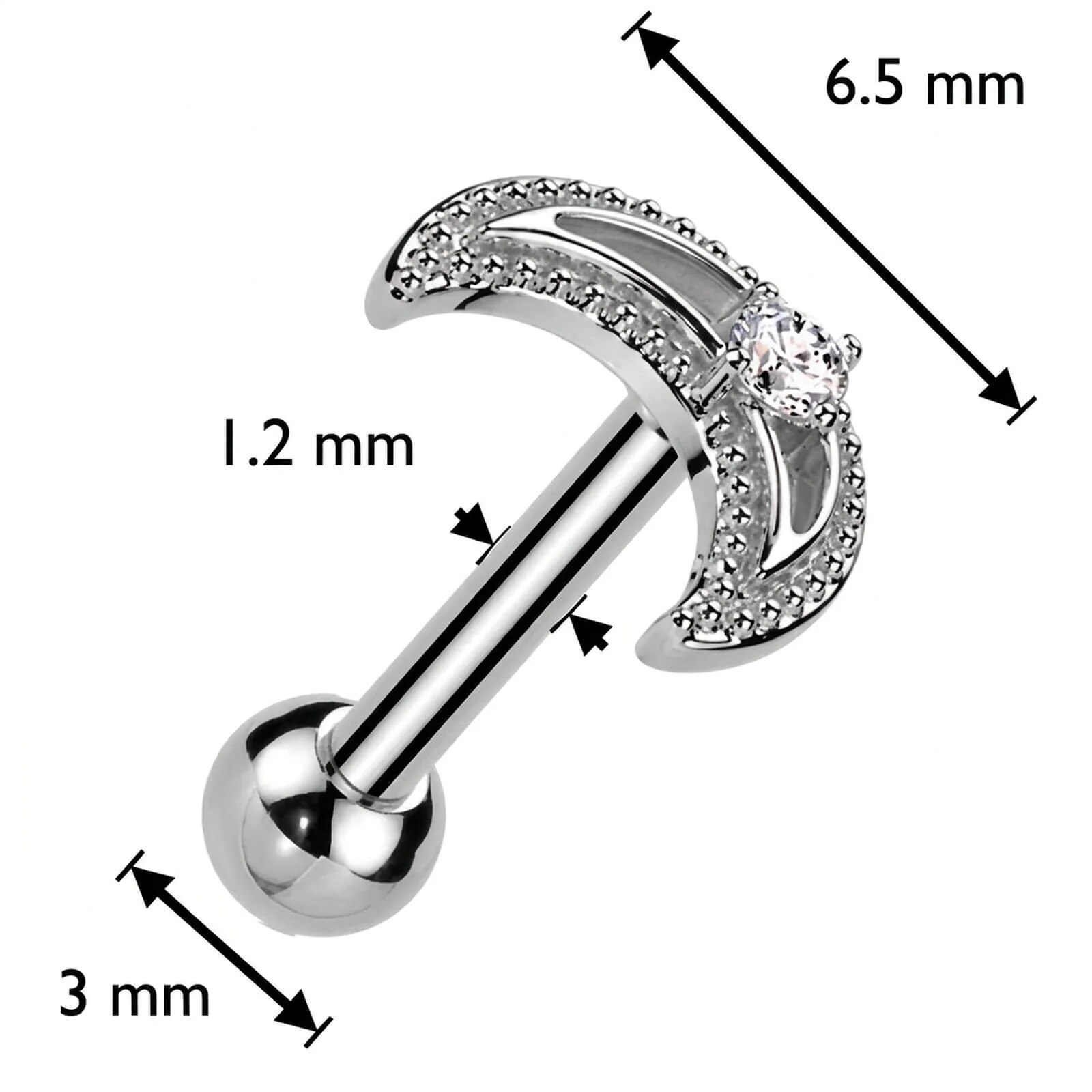 Barbell Mond Zirkonia - Image 4