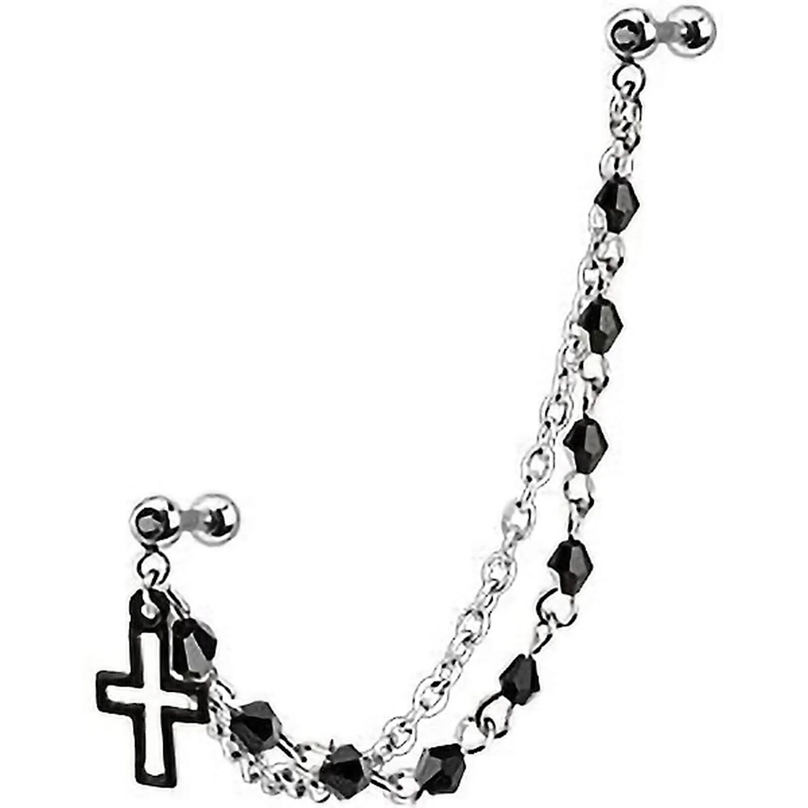 Barbell Kette Kreuz Silber
