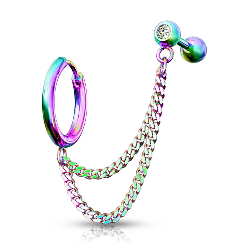 Ohrring Kette Barbell Zirkonia Clicker - Image 10