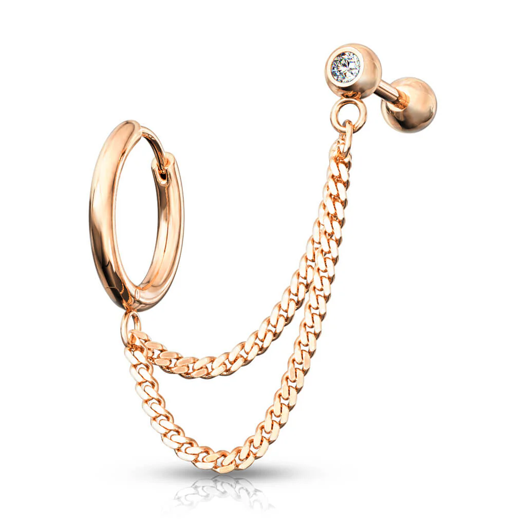Ohrring Kette Barbell Zirkonia Clicker - Image 6
