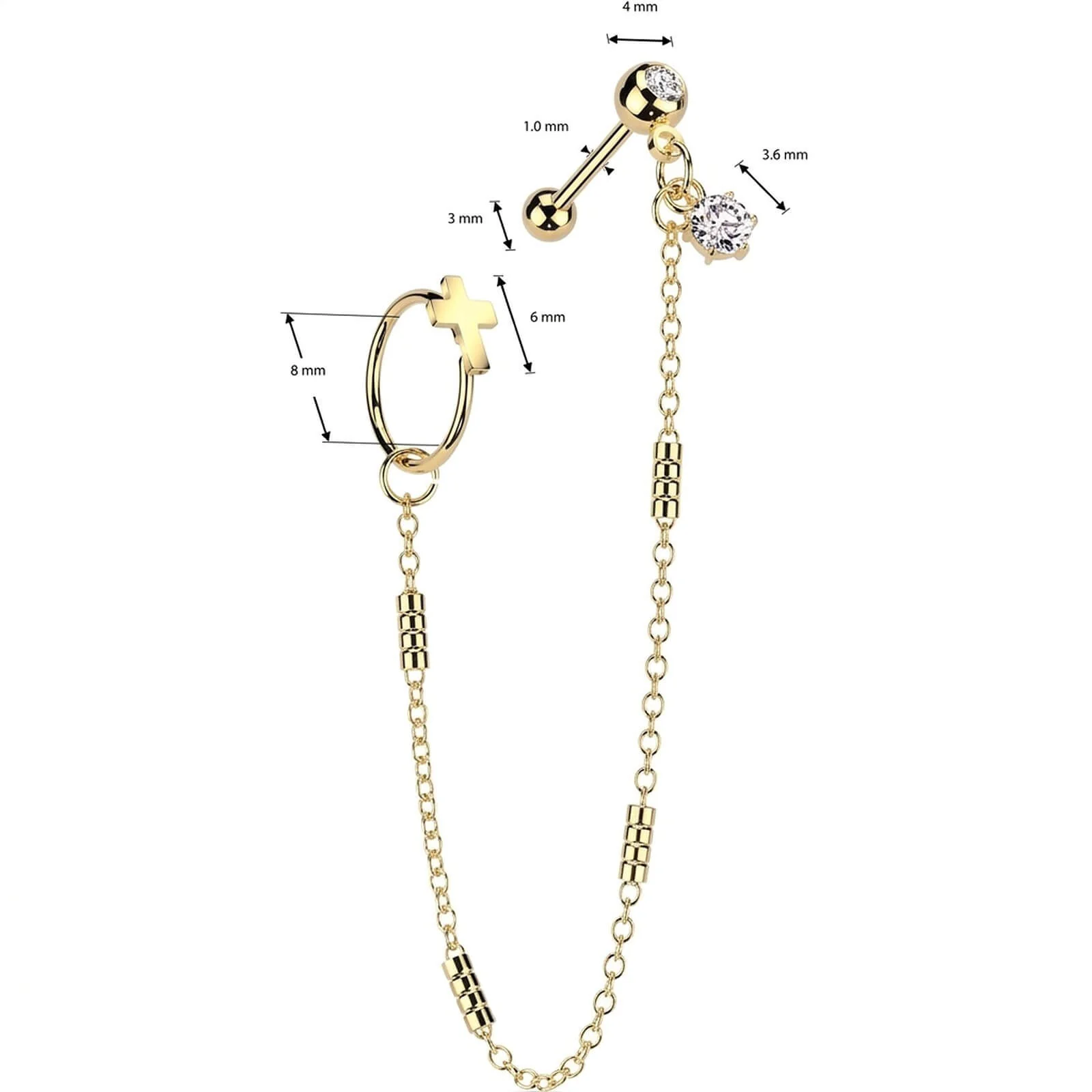 Vorteilspack Barbell Kette Kreuz Ring - Image 4