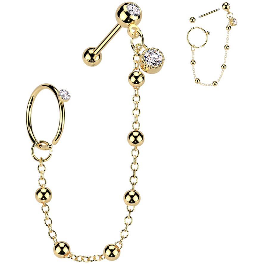 Vorteilspack Zirkonia Barbell Kette Ring - Image 2