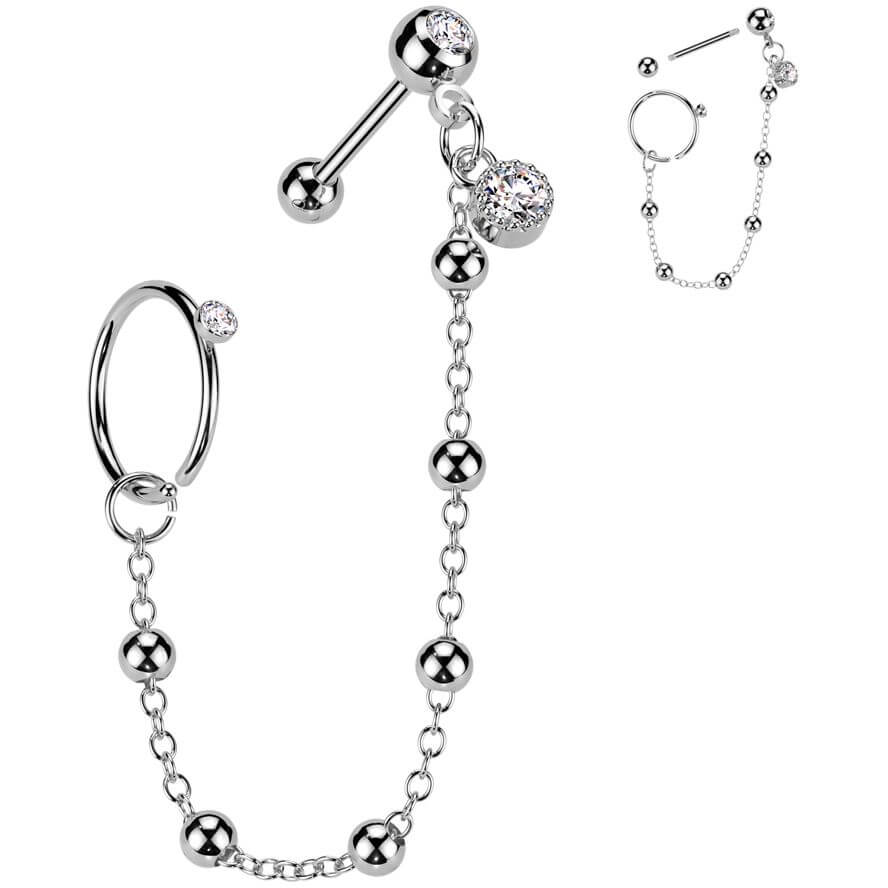 Vorteilspack Zirkonia Barbell Kette Ring - Image 3
