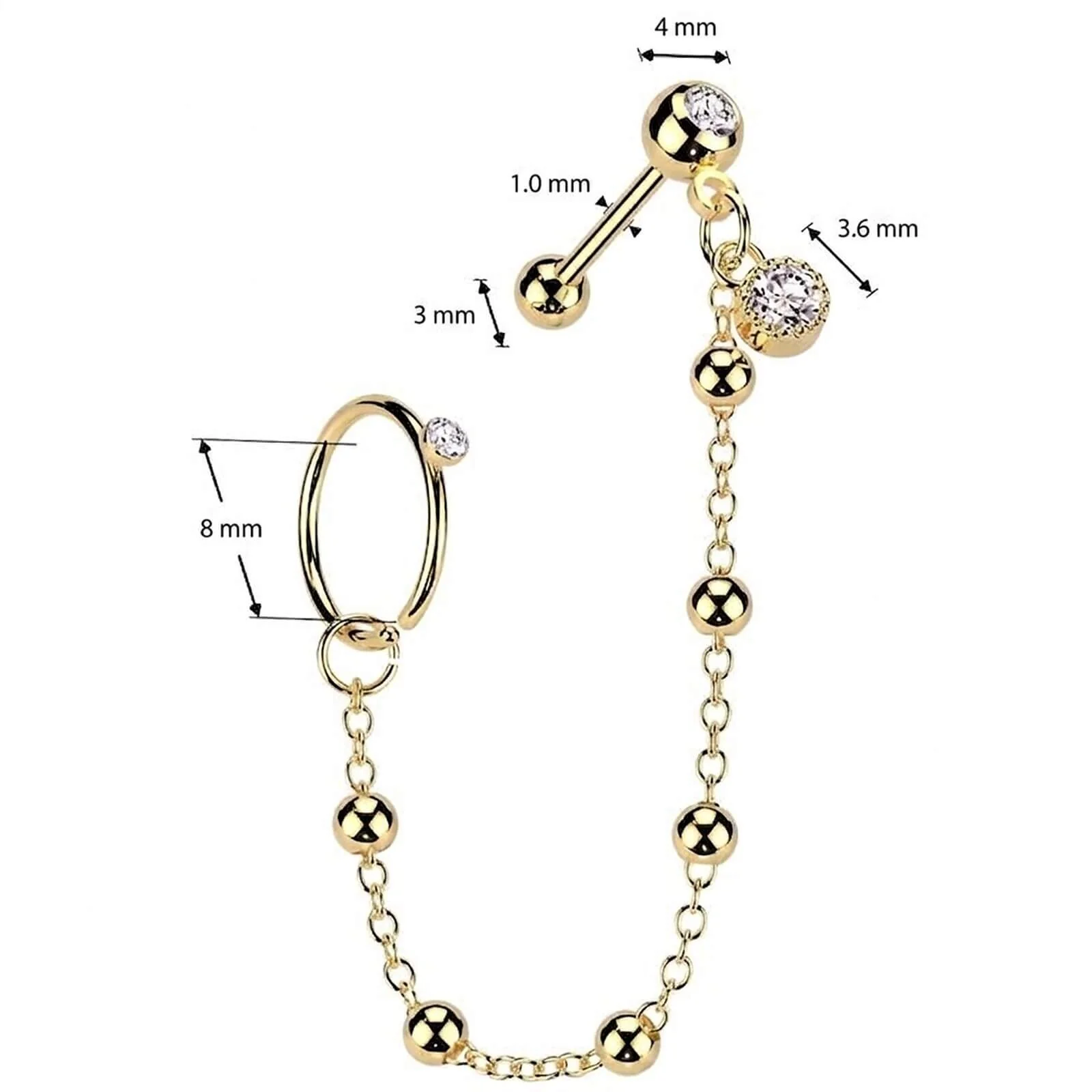 Vorteilspack Zirkonia Barbell Kette Ring - Image 4