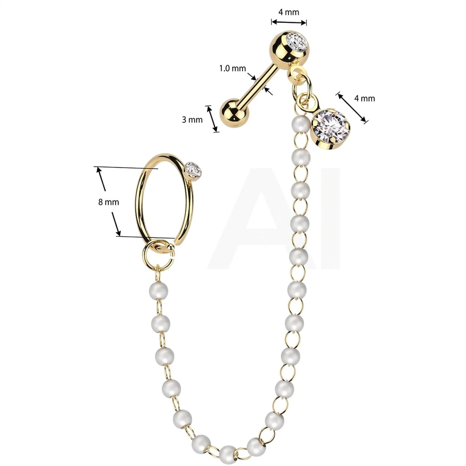Vorteilspack Barbell Perle Kette Ring - Image 4