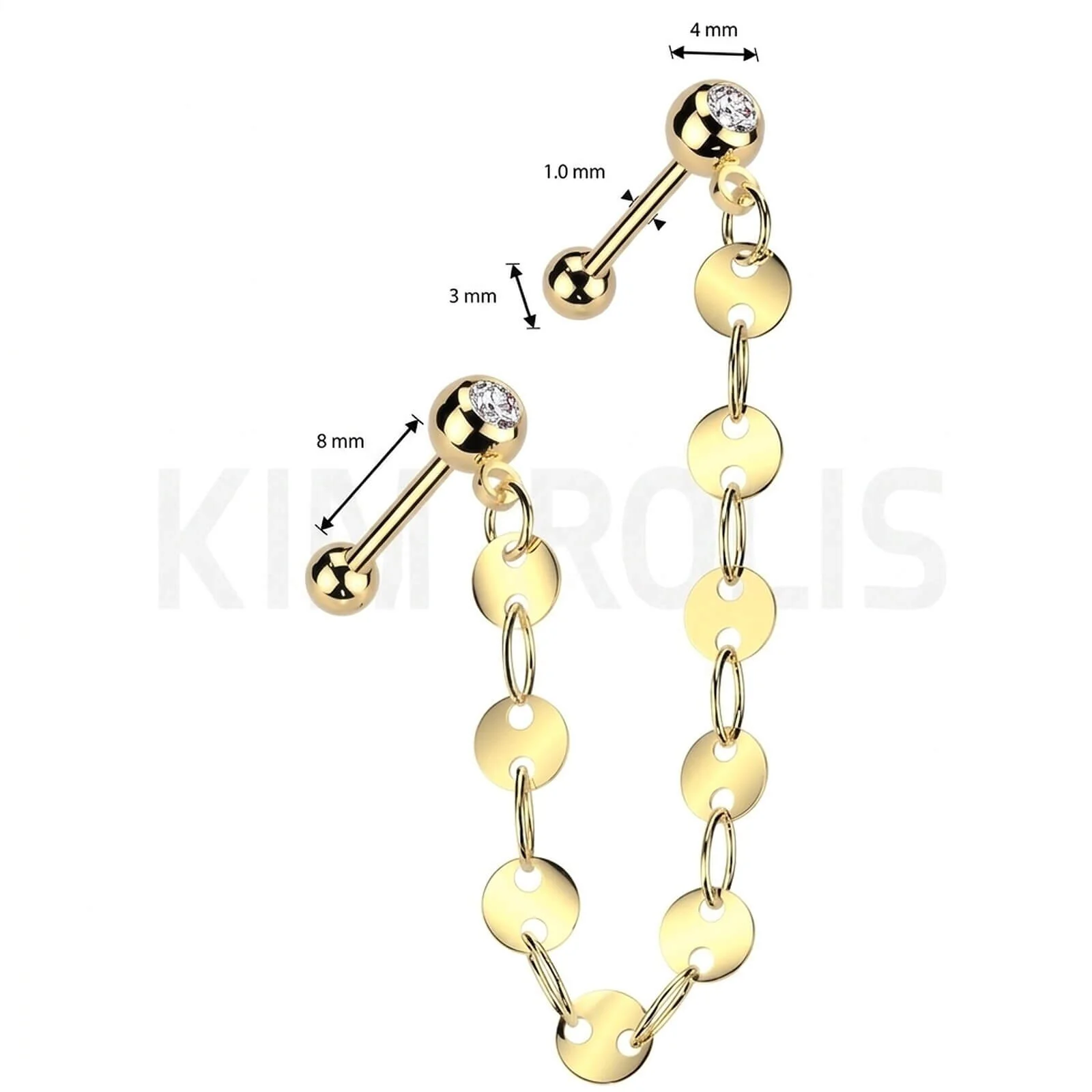 Vorteilspack 2 Zirkonia Barbell Kette - Image 4