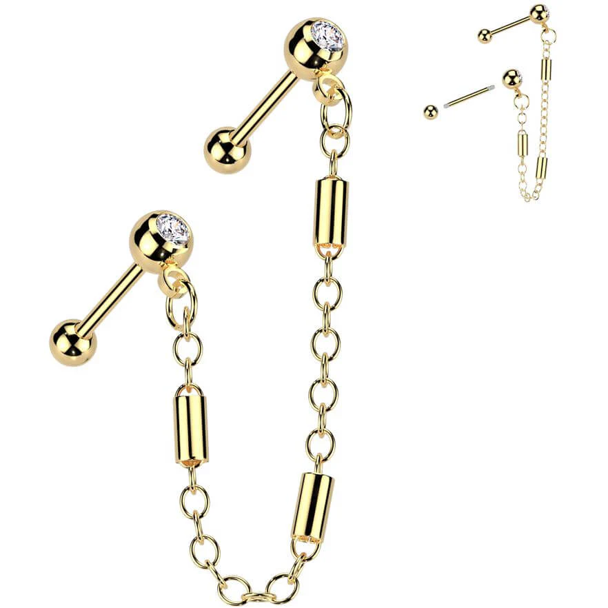 Vorteilspack 2 Zirkonia Barbell Kette - Image 2