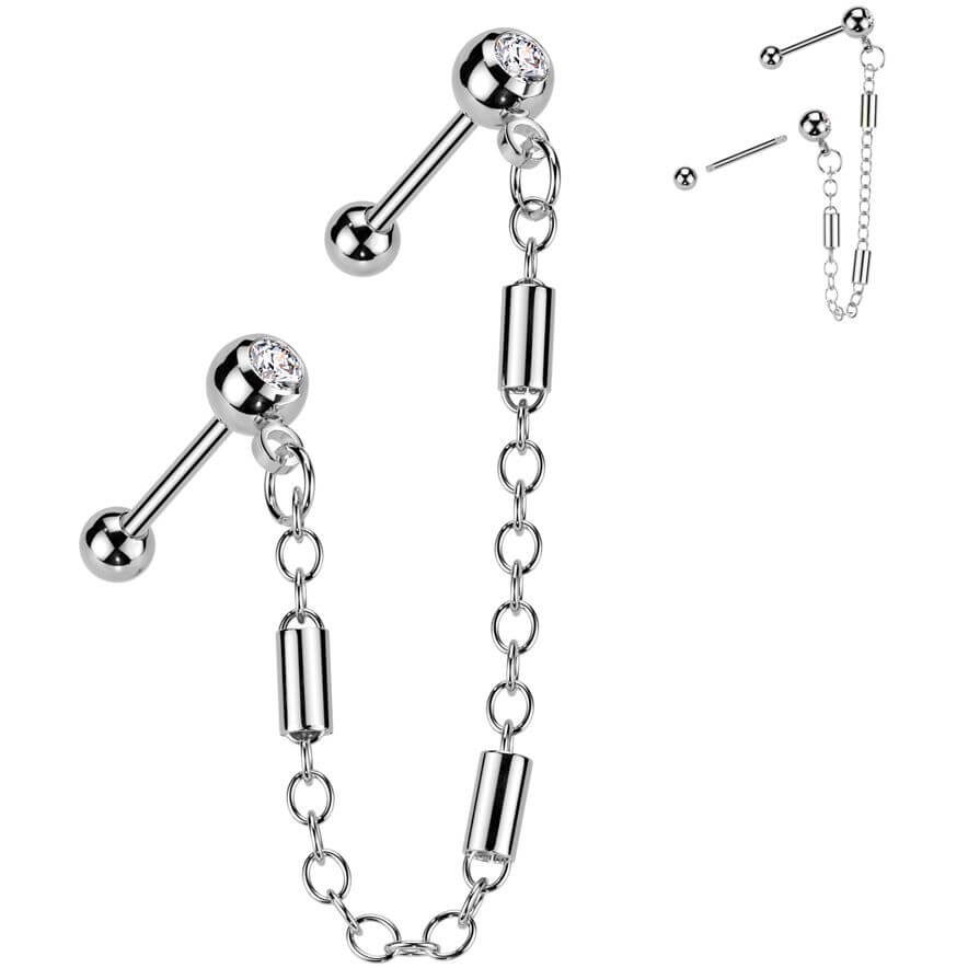 Vorteilspack 2 Zirkonia Barbell Kette - Image 3