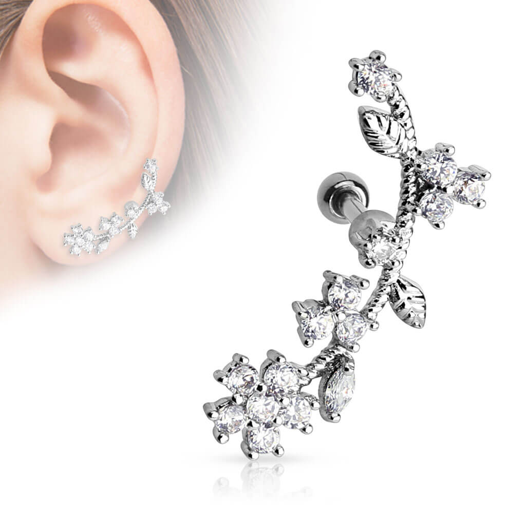 Barbell Weinrebe Zirkonia Silber - Image 2