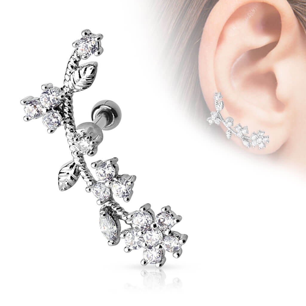 Barbell Weinrebe Zirkonia Silber - Image 3