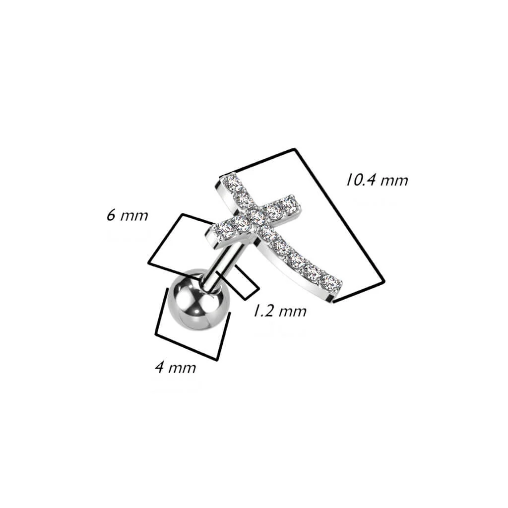 Barbell Kreuz Zirkonia Gold Silber - Image 4