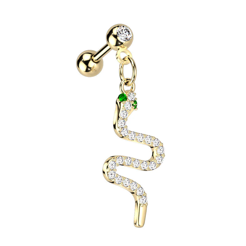 Barbell Schlange Zirkonia Gold Silber - Image 4