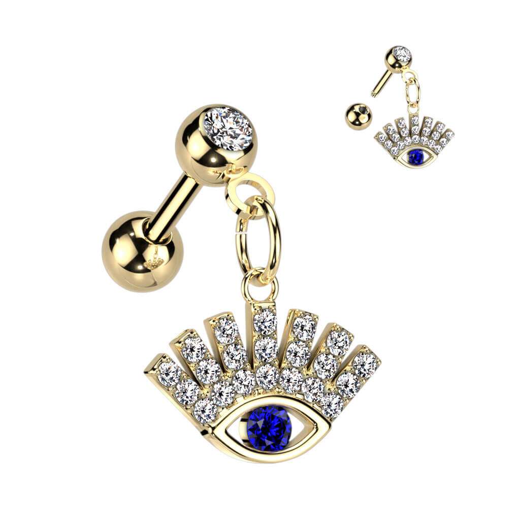 Barbell Glücksauge beweglich Zirkonia Gold Silber - Image 3