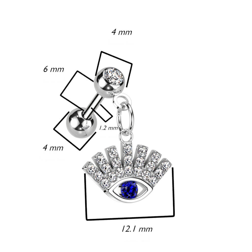 Barbell Glücksauge beweglich Zirkonia Gold Silber - Image 4