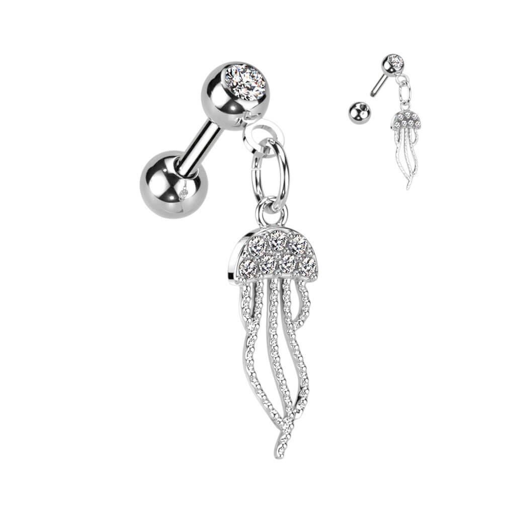 Barbell Qualle beweglich Zirkonia Gold Silber - Image 2