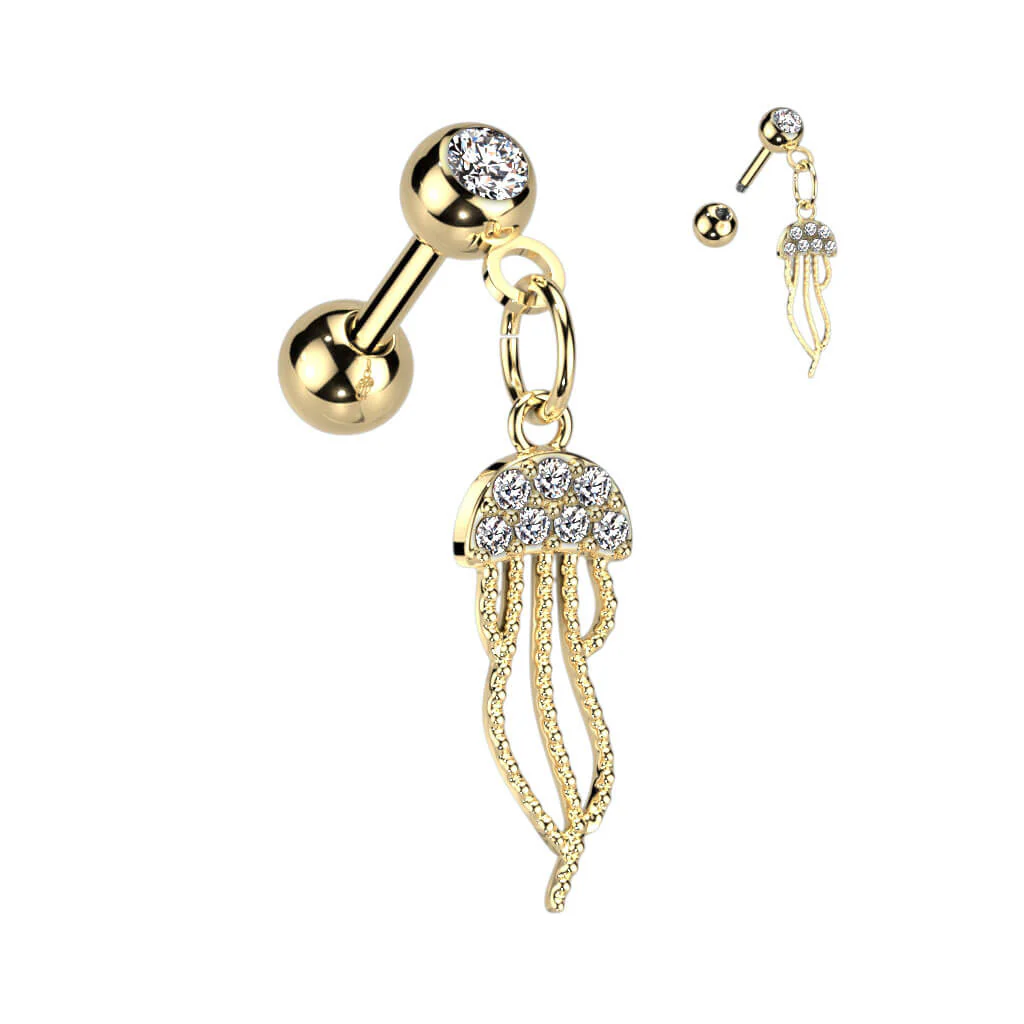 Barbell Qualle beweglich Zirkonia Gold Silber - Image 4