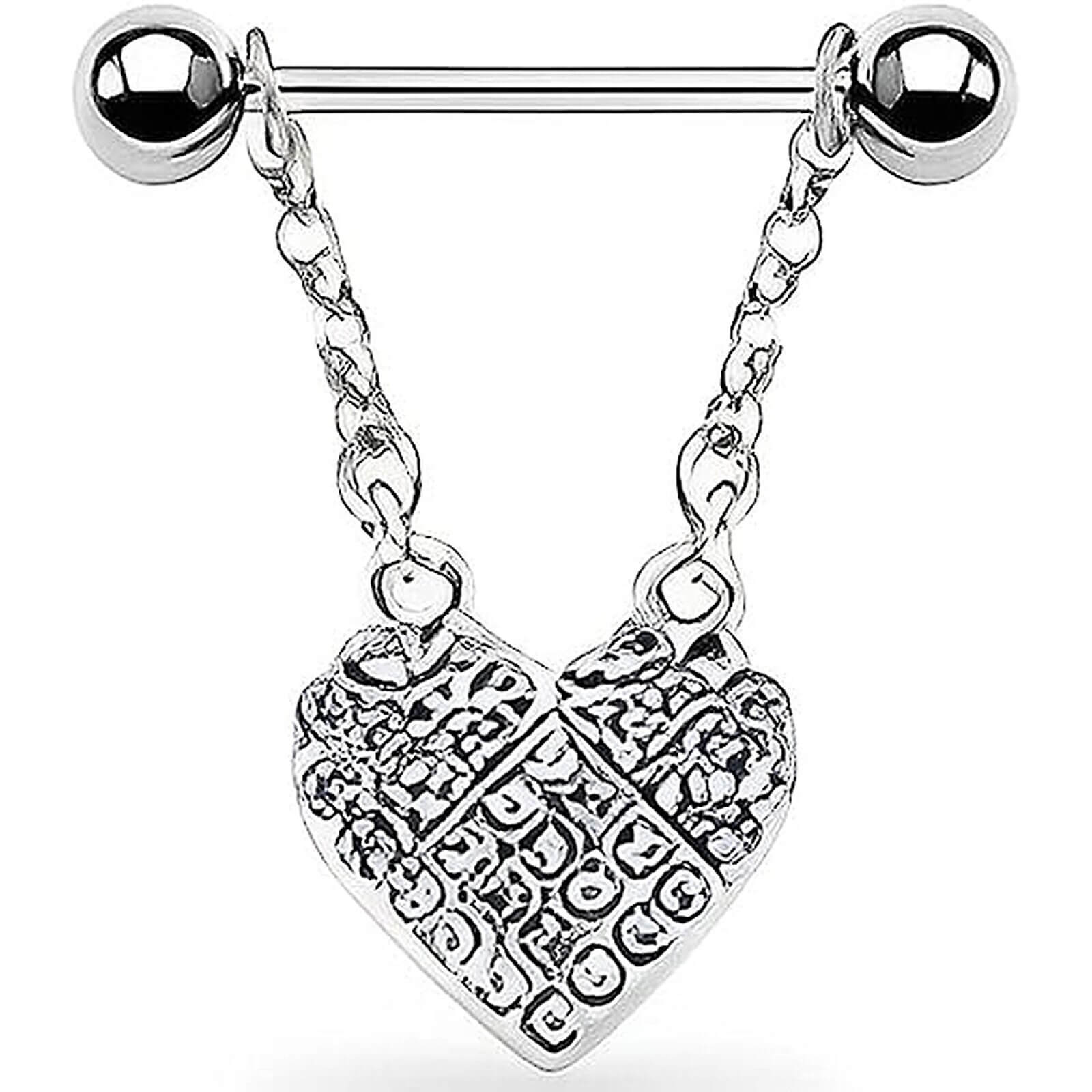 Nippelpiercing Herz beweglich Zirkonia Silber