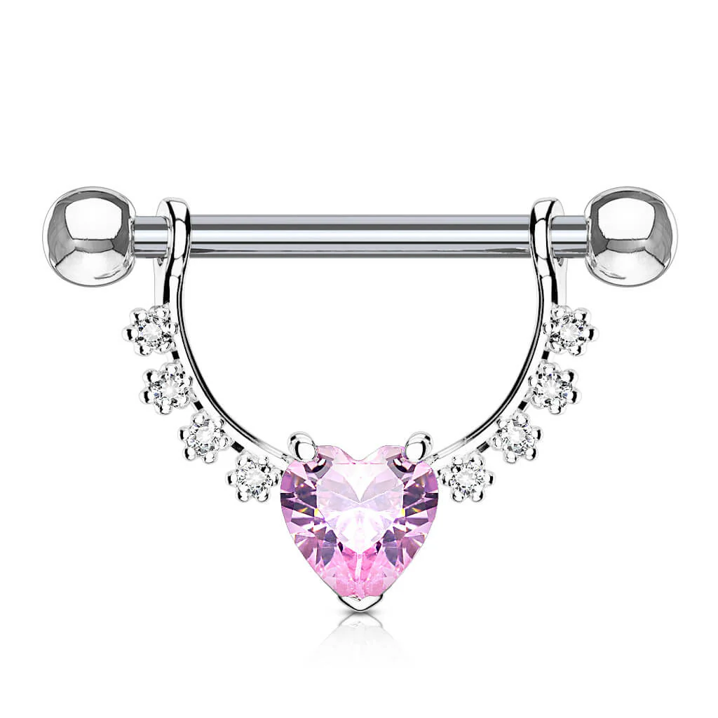 Nippelpiercing Kranz Herz beweglich Zirkonia - Image 3