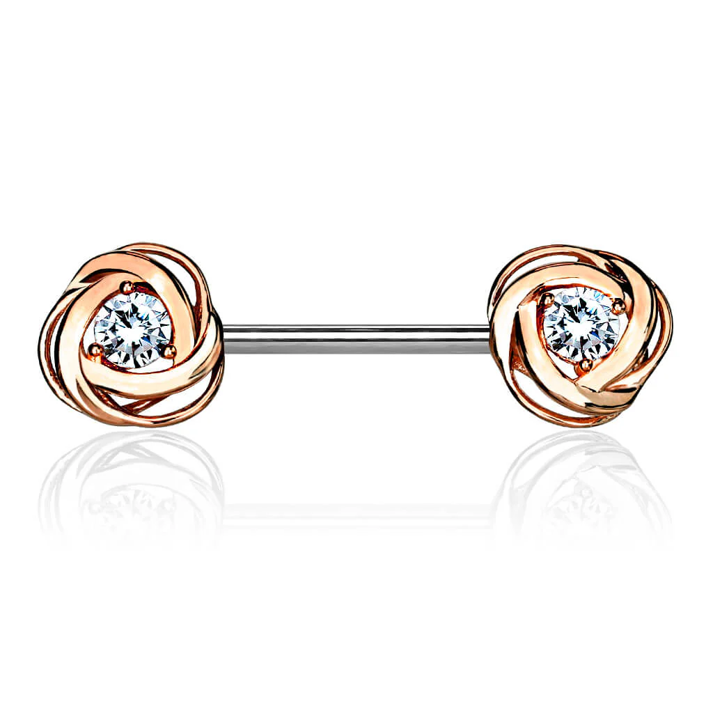 Nippelpiercing Rose Zirkonia Gold Silber - Image 10
