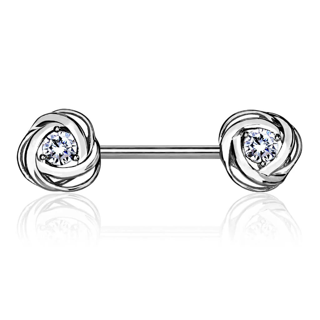 Nippelpiercing Rose Zirkonia Gold Silber - Image 2