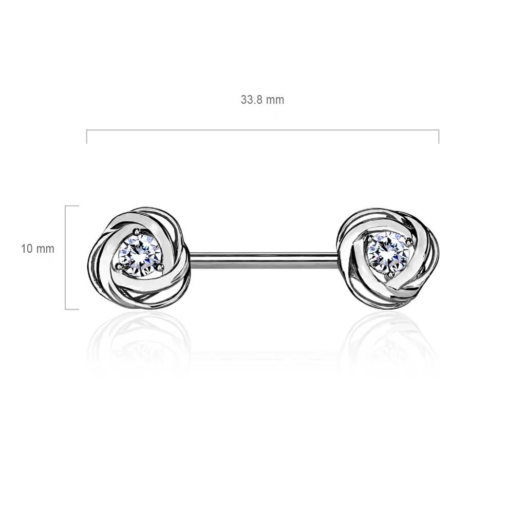 Nippelpiercing Rose Zirkonia Gold Silber - Image 3