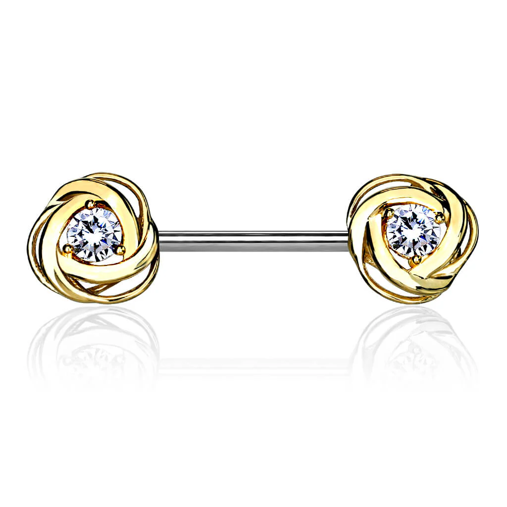 Nippelpiercing Rose Zirkonia Gold Silber - Image 4