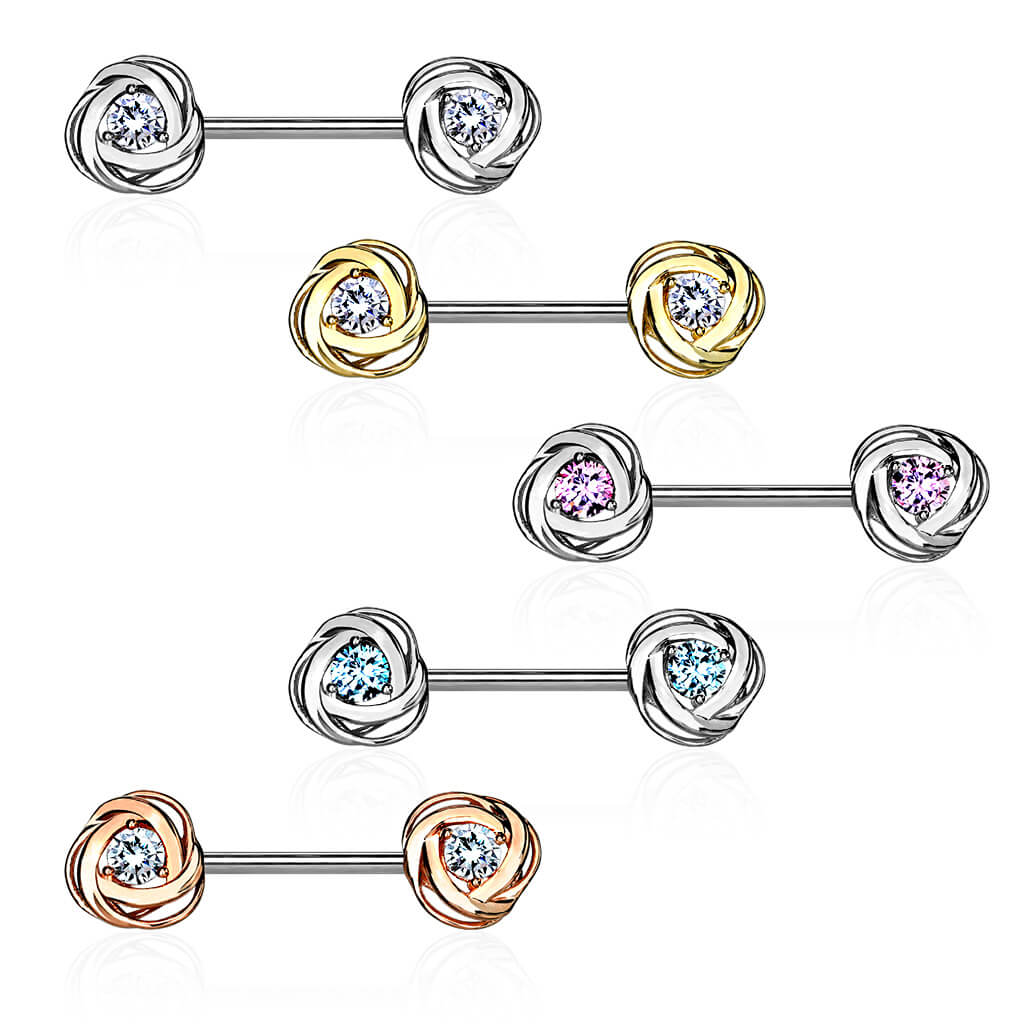 Nippelpiercing Rose Zirkonia Gold Silber - Image 5