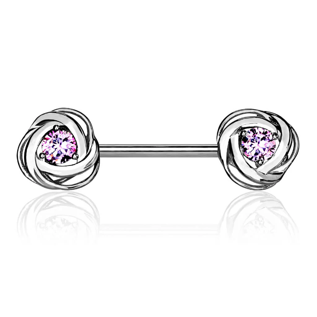Nippelpiercing Rose Zirkonia Gold Silber - Image 6