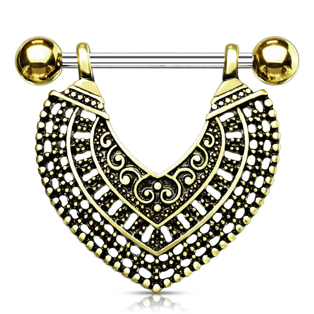 Nippelpiercing Herz beweglich Gold Silber - Image 2