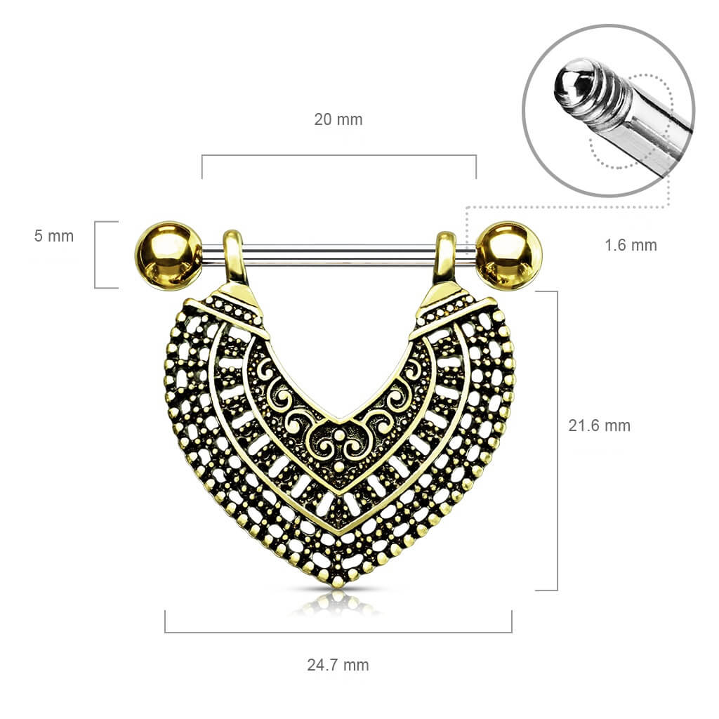 Nippelpiercing Herz beweglich Gold Silber - Image 3