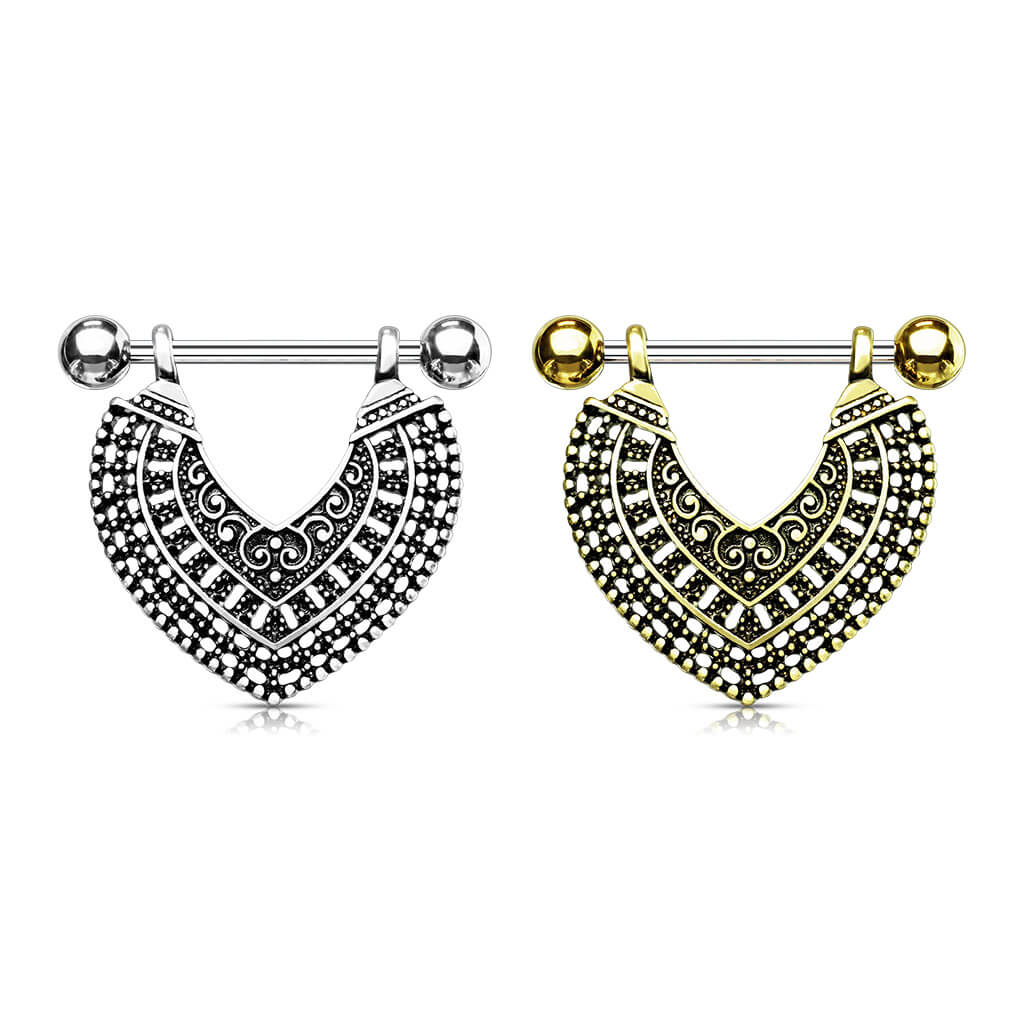 Nippelpiercing Herz beweglich Gold Silber - Image 4