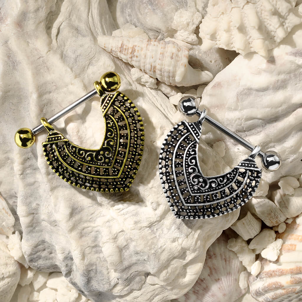 Nippelpiercing Herz beweglich Gold Silber - Image 5