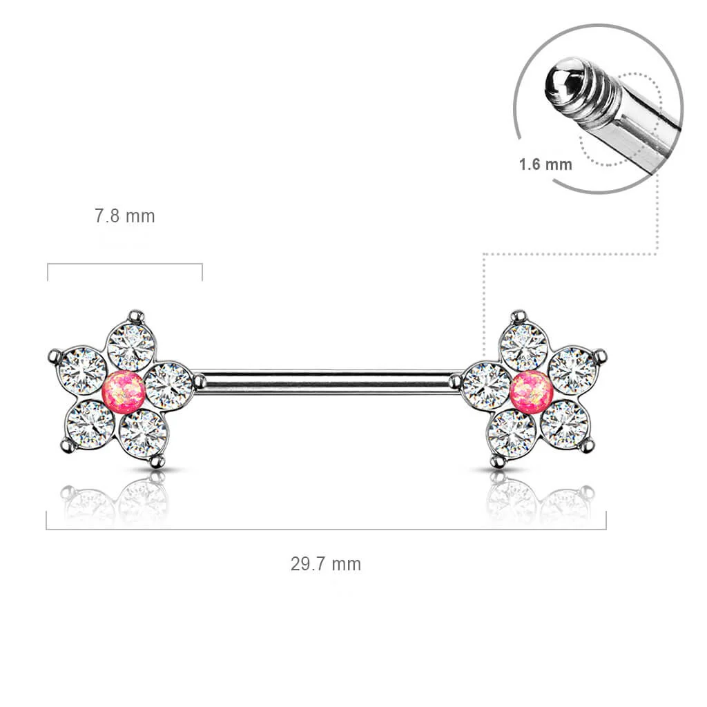 Nippelpiercing Blume Zirkonia Silber - Image 3