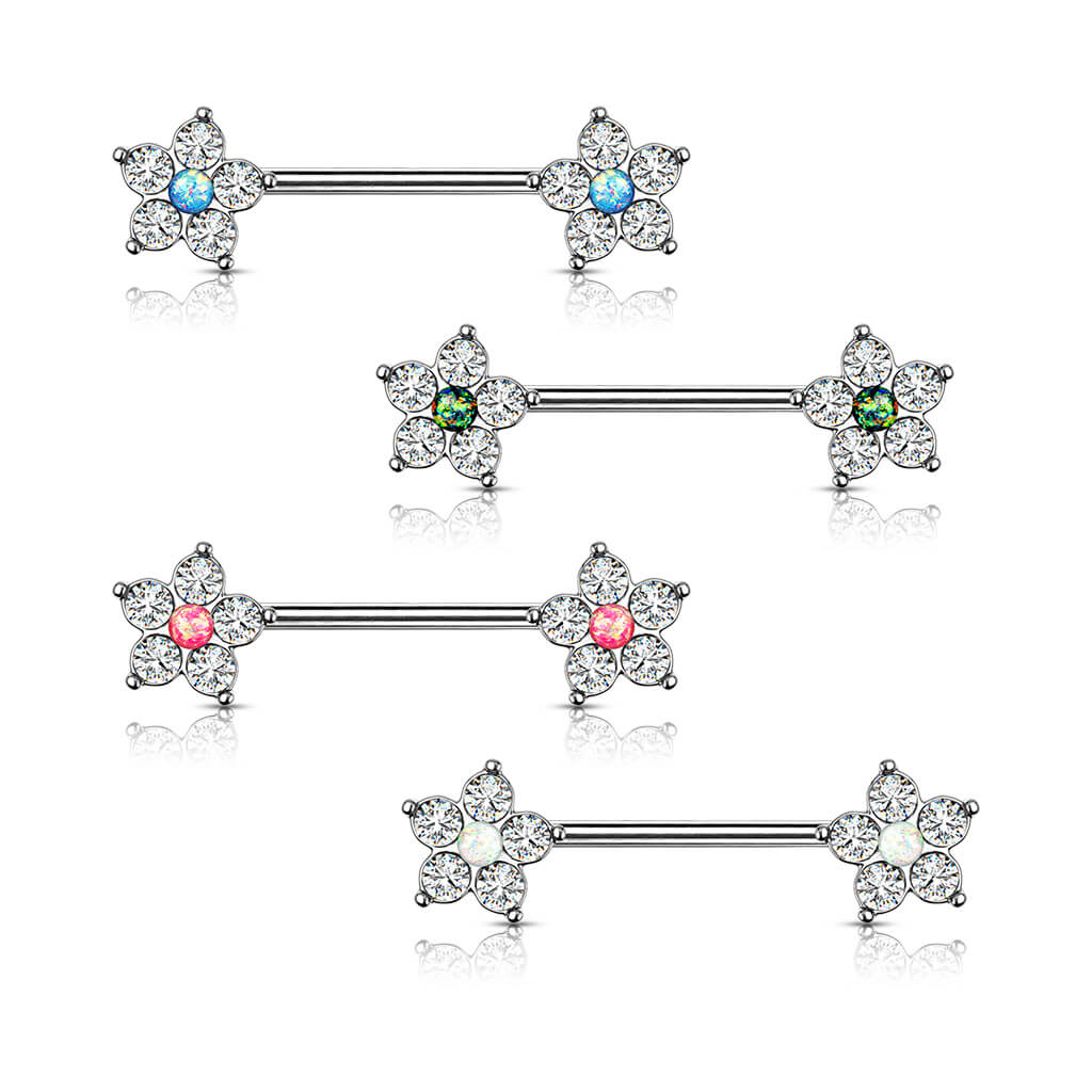 Nippelpiercing Blume Zirkonia Silber - Image 5