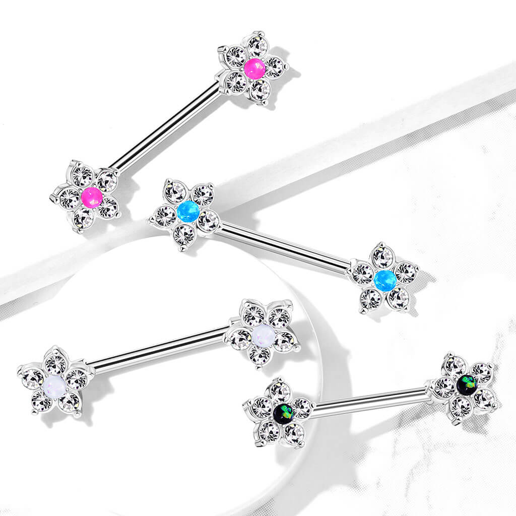 Nippelpiercing Blume Zirkonia Silber - Image 7